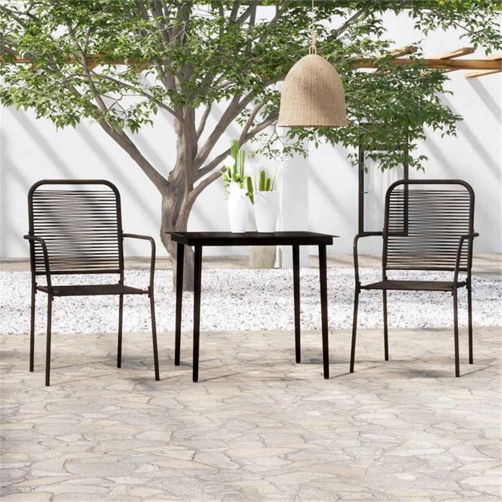 Bowery Hill Contemporary Steel Medium Durable Garden Dining Set in Black