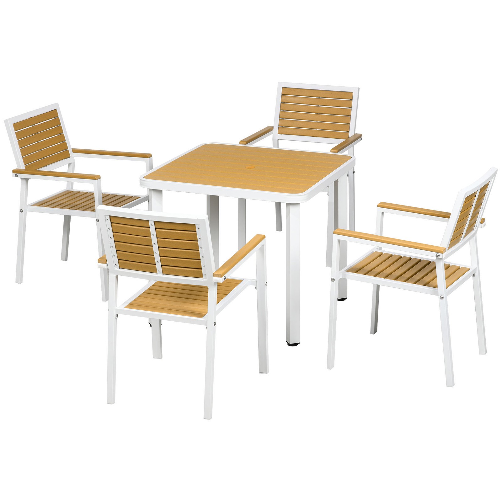 5 Pieces Yellow Outdoor Table and Chairs w/ Stackable Chairs