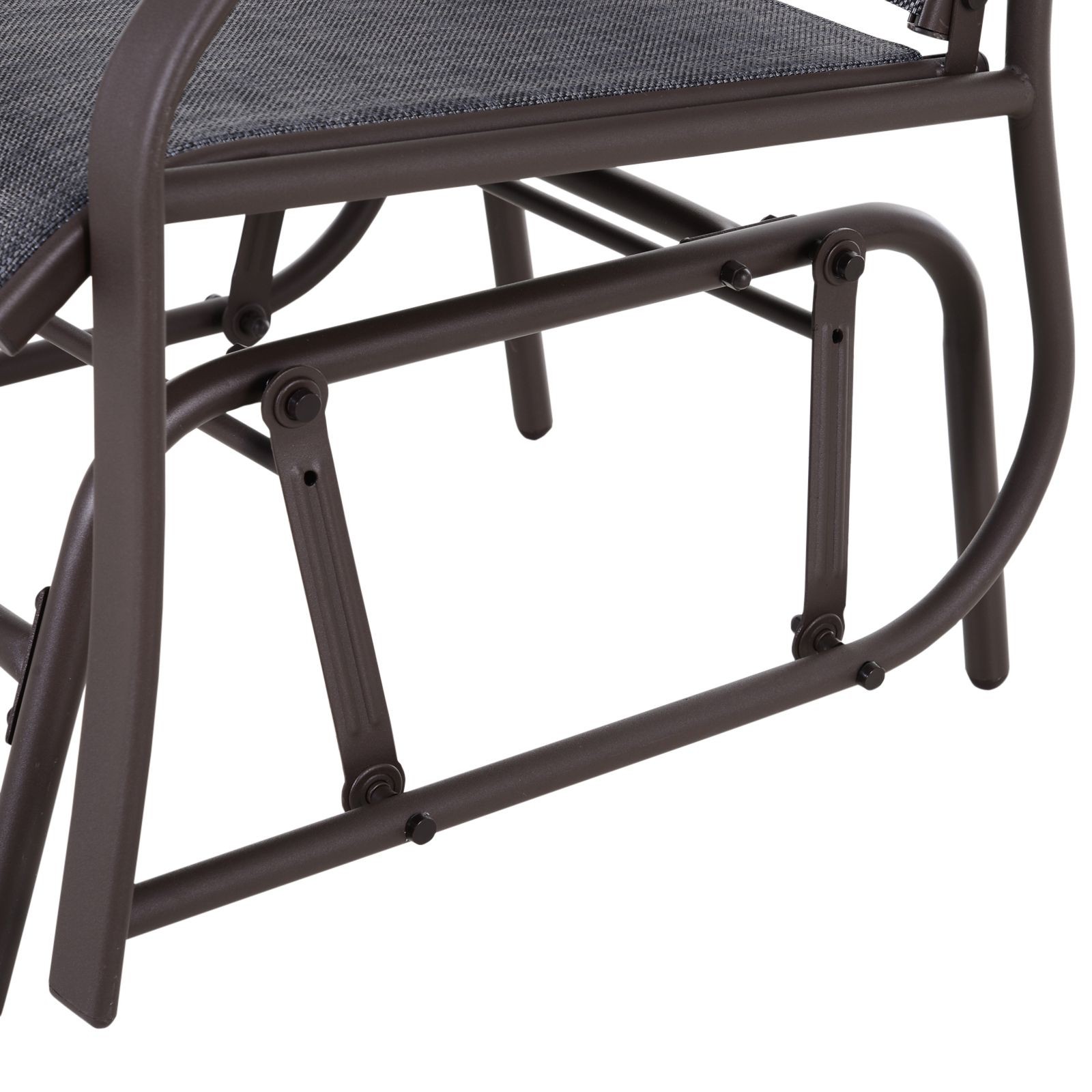 Rust-Resistant Glider Chair Set with Glass Side Table Breathable Gray Mesh