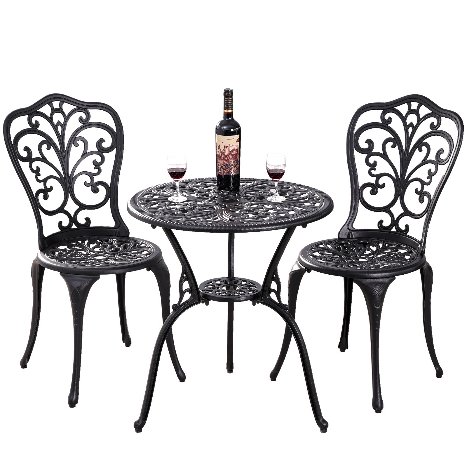 Cast Aluminum Bistro Table and Chair Set of 2 Outdoor Metal Patio Set