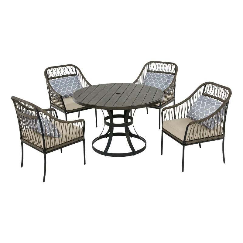 Best Quality Furniture 5 Piece Outdoor Patio Set in Gray Steel Metal