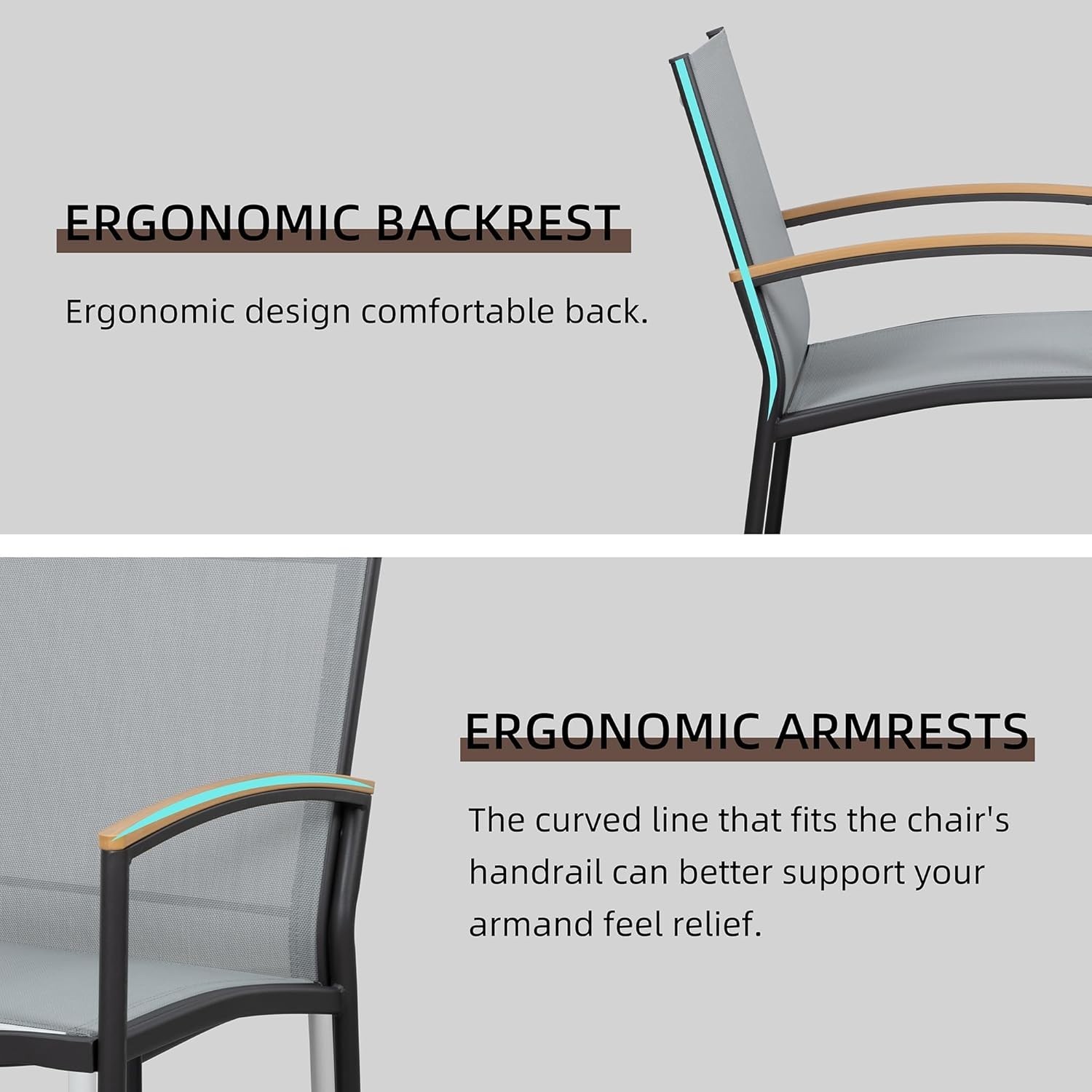 Compact Grey Bistro Set with Breathable Fabric – Perfect for Porches & Balconies