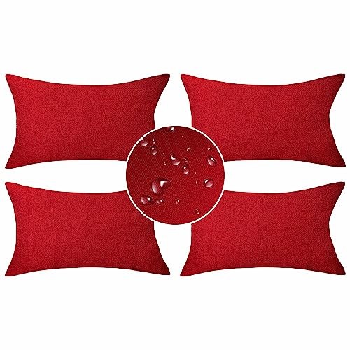 12×20 Pillow Covers Outdoor Valentines Throw Pillows 20″ x 12″ (Pack of 4) Red