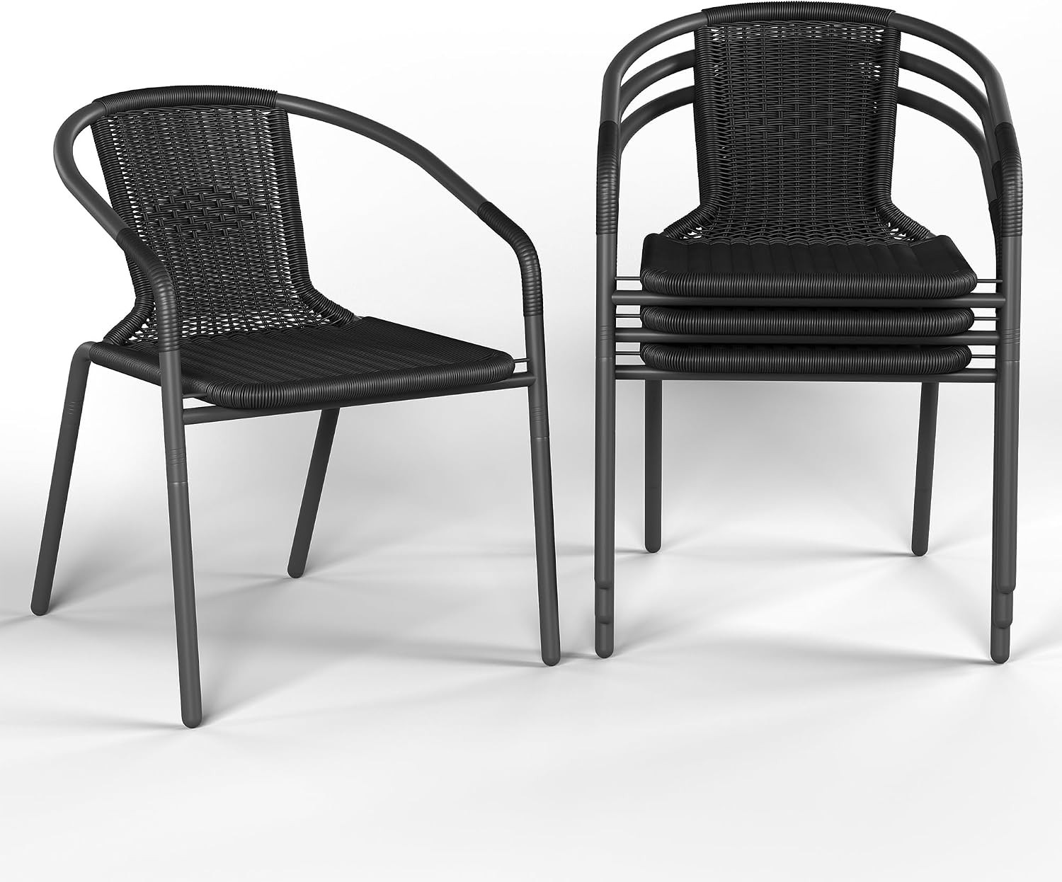 Outdoor Dining Chairs Set of 4, Stackable Patio Chairs, Rattan Wicker Patio Chai