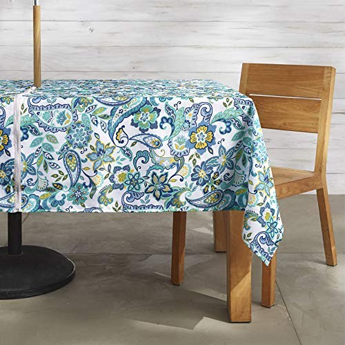Modern Flower Outdoor Tablecloth Water 84″ x 60″ (Rectangular) Paisley