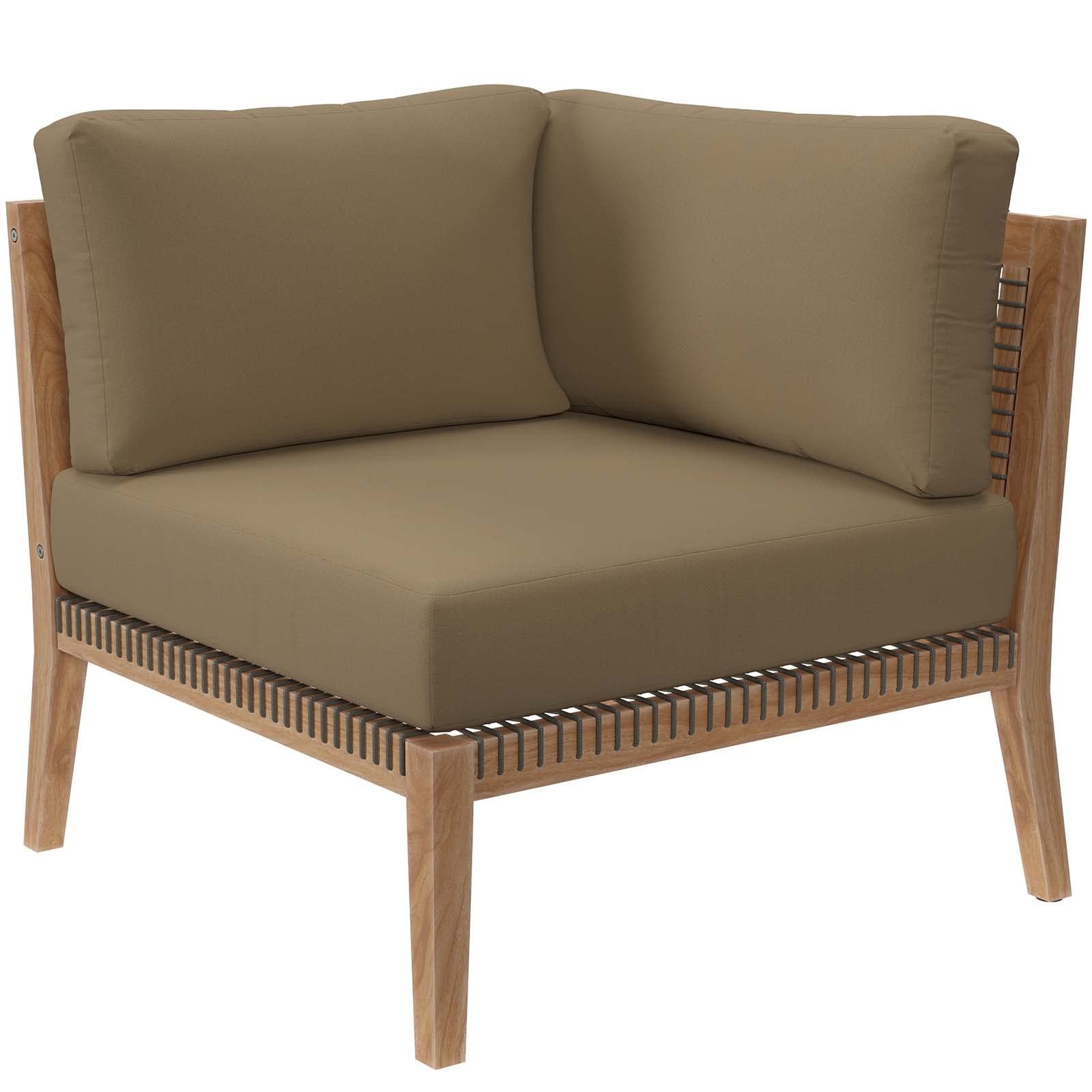 Modway Clearwater 4-Piece Wood Fabric Outdoor Sectional Sofa in Gray/Light Brown