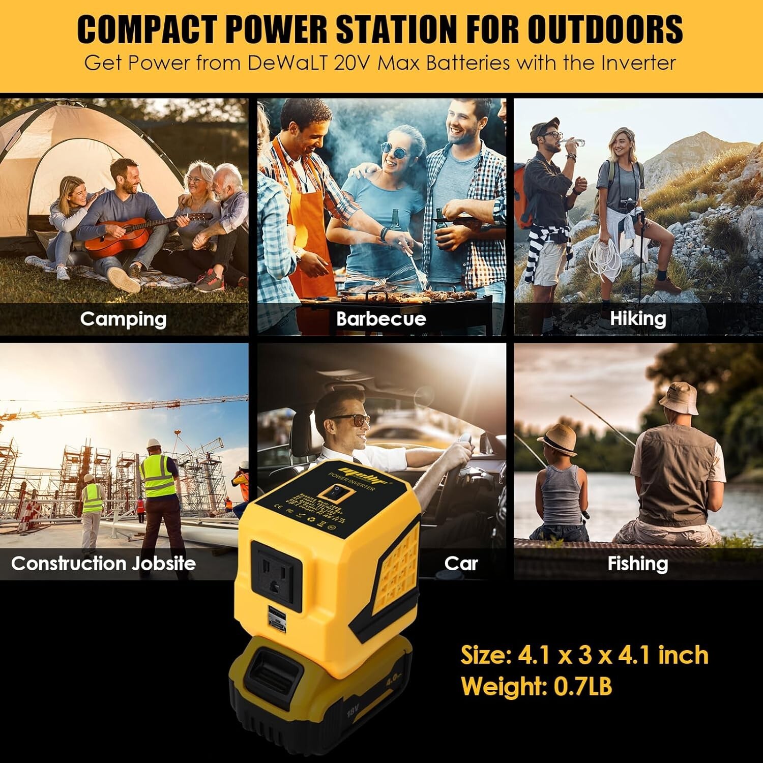 DC Power Adapter for Dewalt 20V Max Battery, 20V to 110V Voltage Converter, 200W