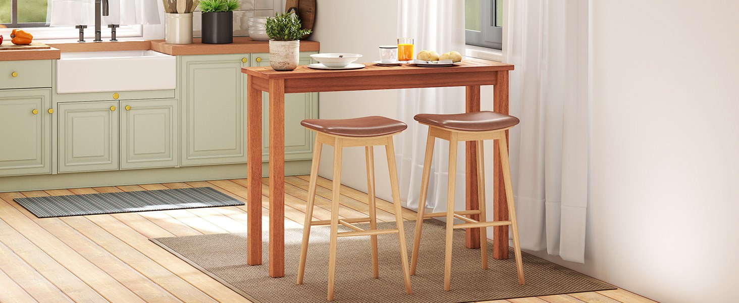 Narrow Outdoor Dining Table, Solid Wood Furniture Patio Console Table with