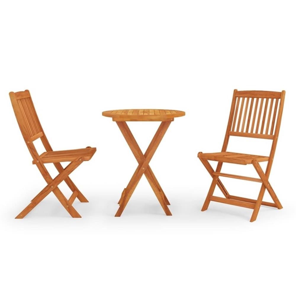 Bowery Hill Wooden Solid Eucalyptus Wood Compact Outdoor Dining Set in Brown