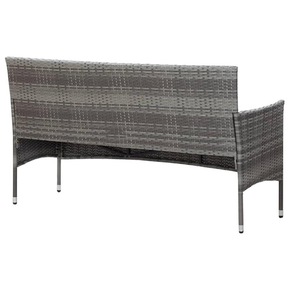Bowery Hill 3-Seater PE Rattan And Steel And Polyester Fabric Sofa in Gray
