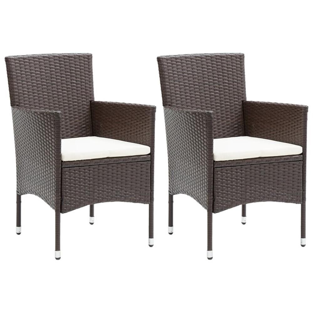 Bowery Hill Contemporary Poly Rattan Dining Set in Brown/Cream White