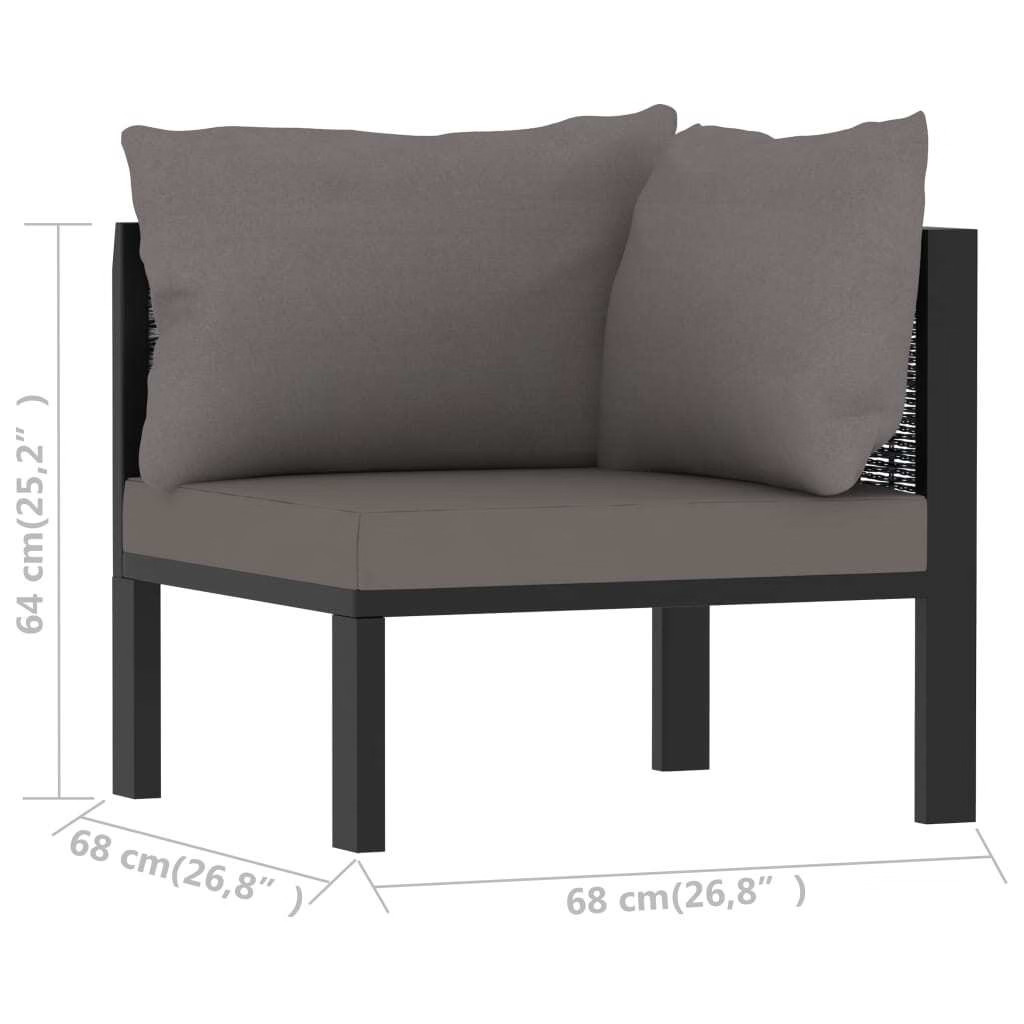 Corner Sofa Anthracite Poly rattan, aluminum, fabric (100% polyester)