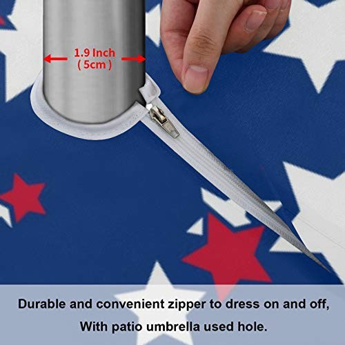 Round Tablecloth 60″ Waterproof Spillproof Polyester Fabric Patriotic Star
