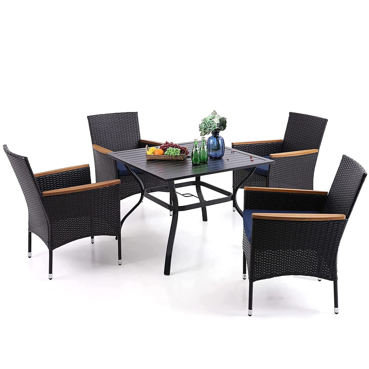 Patio Furniture Set 5 Pcs Outdoor Wicker Sofas Rattan Chair Wicker W/ Cushion