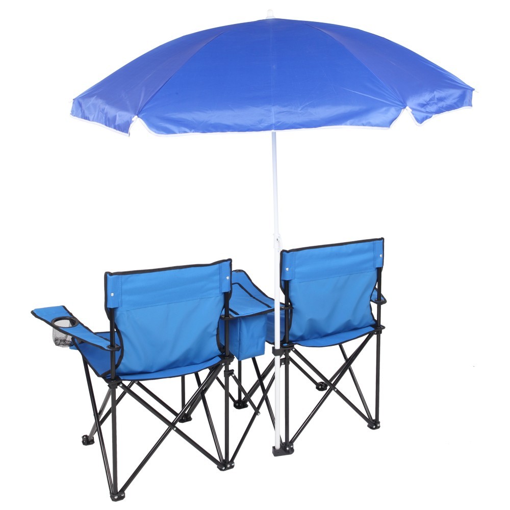 ❄️FREE SHIPPING!❄️2 Foldable Outdoor Chairs & Umbrellas 4 Camping or Tailgating!