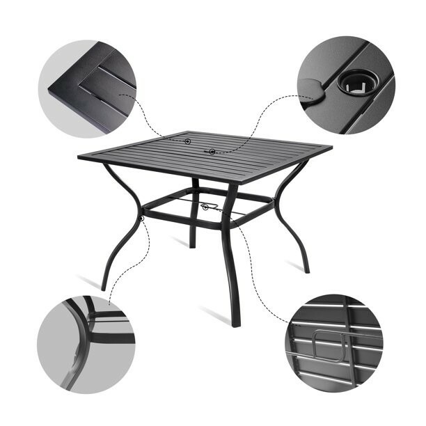 Outdoor Table and Chair Set Includes 4 Balcony Swivel Dining Chairs