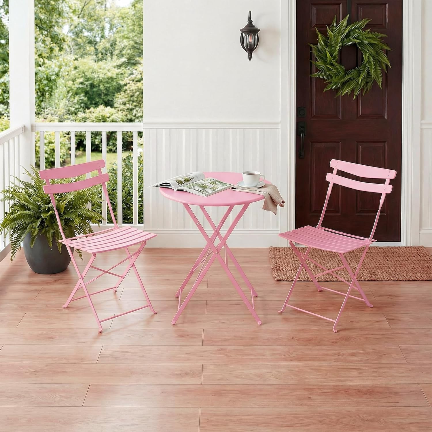 3-Piece Folding Bistro Set Weatherproof Patio Furniture Outdoor Table and Chairs