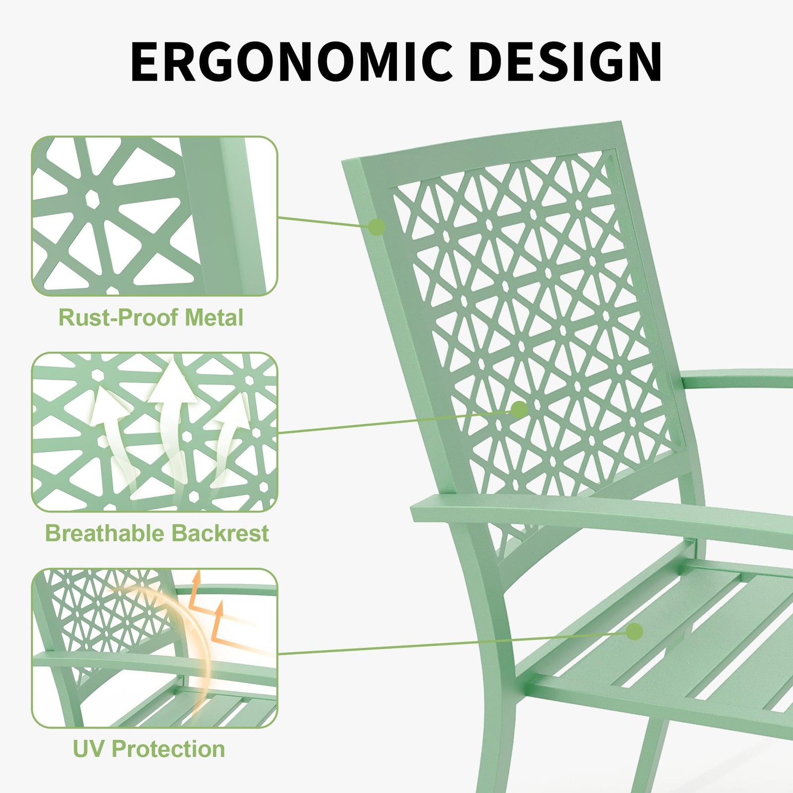 3 Piece Outdoor Bistro Set, Patio Furniture Set ,Stackable Steel Chair and Table