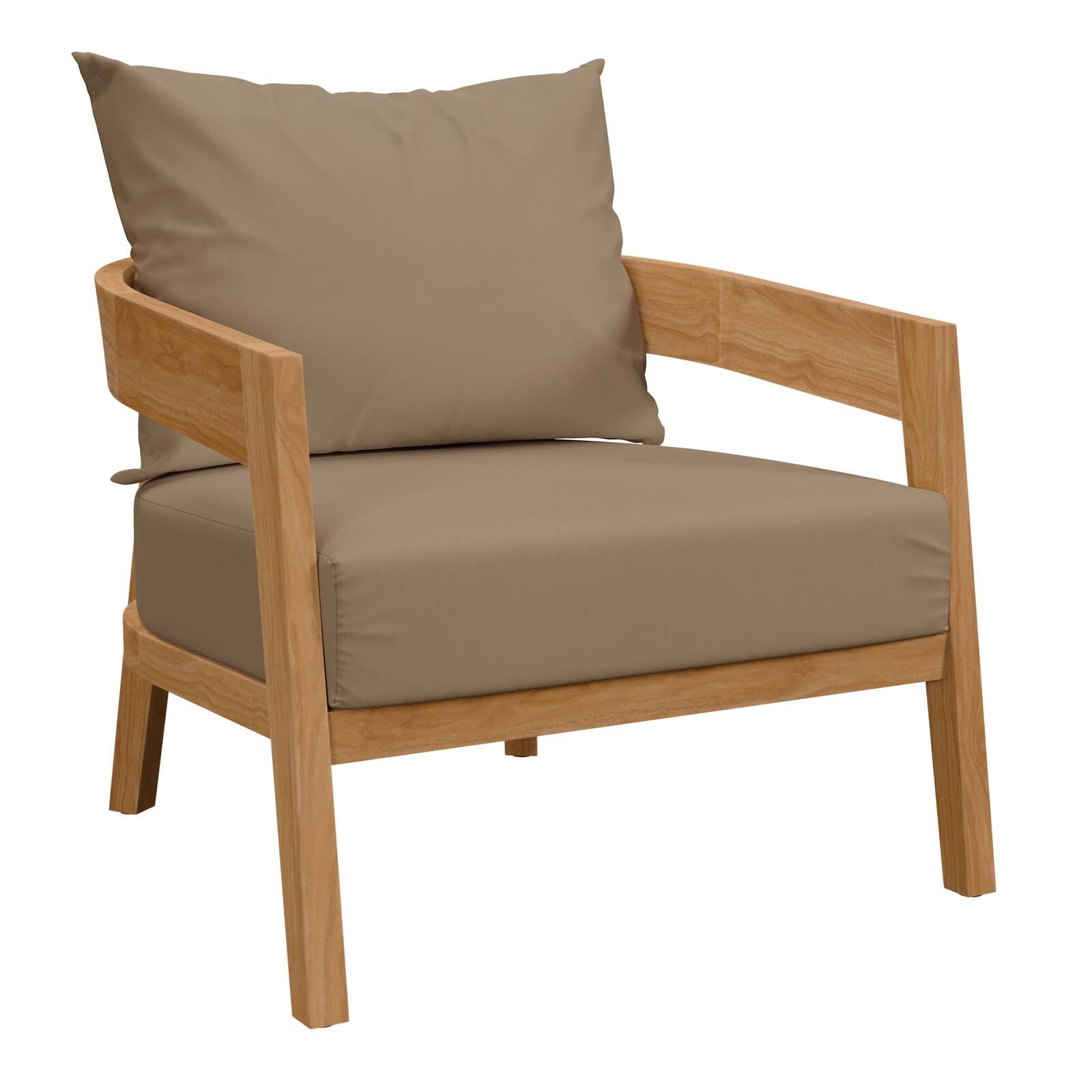 Modway Brisbane 3-Piece Teak Wood Outdoor Patio Set in Natural Light Brown
