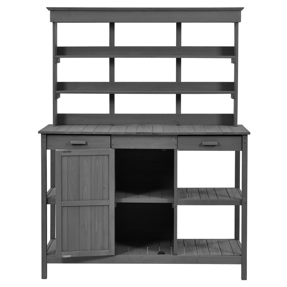 66” Large Outdoor Farmhouse Wooden Potting Bench Table, Garden Workstation