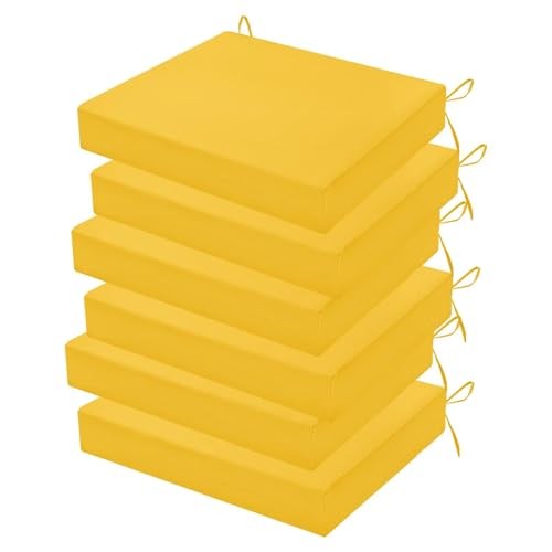 Outdoor Chair Cushions Set of 6, 18.5 x 16 Inch 18.5x16x3|6 Pack 1 – Yellow