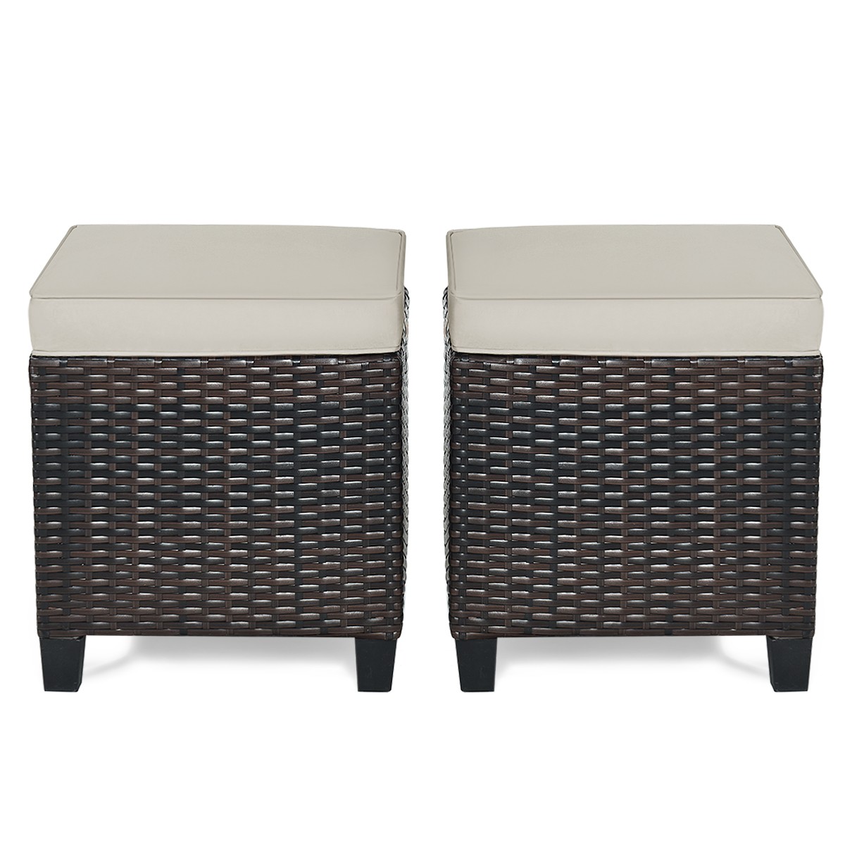2PCS Ottoman Cushioned Seat Foot Rest Coffee Table Furniture Ideal for Garden