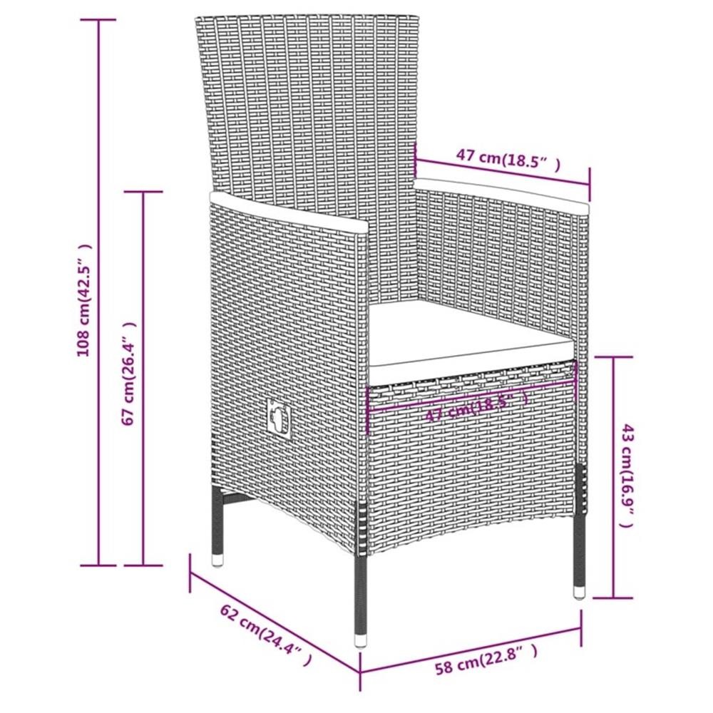 Bowery Hill Contemporary Garden Dining Set in Black and Cream White