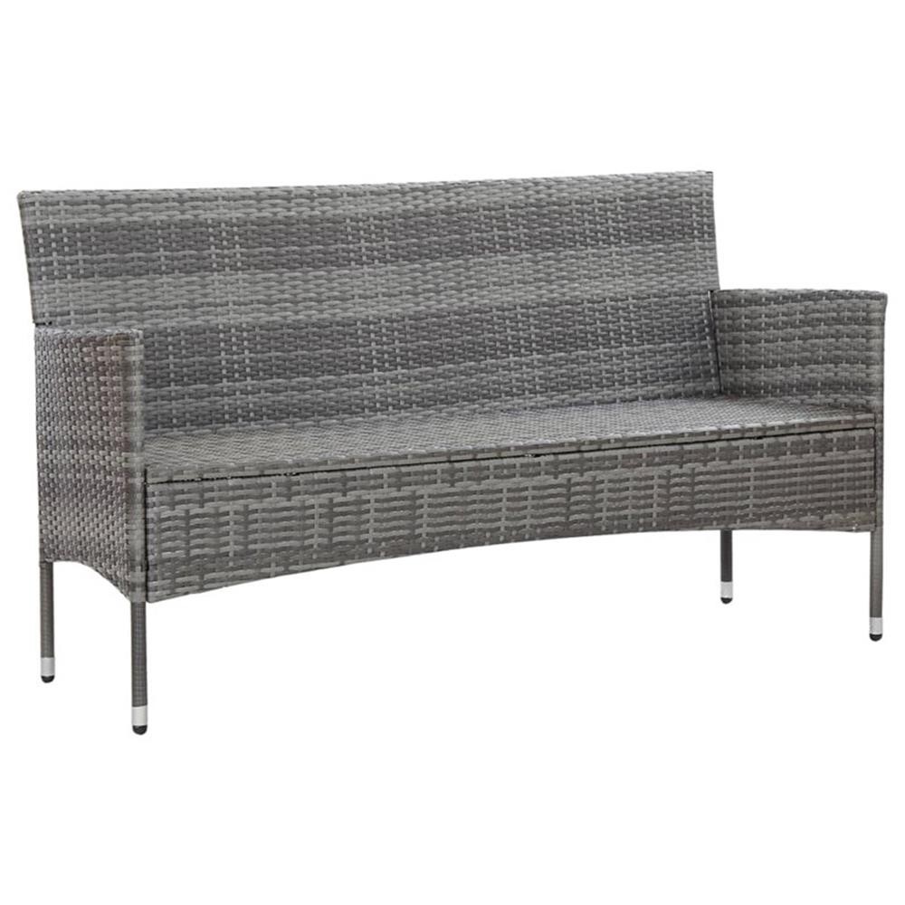 Bowery Hill 3-Seater PE Rattan And Steel And Polyester Fabric Sofa in Gray
