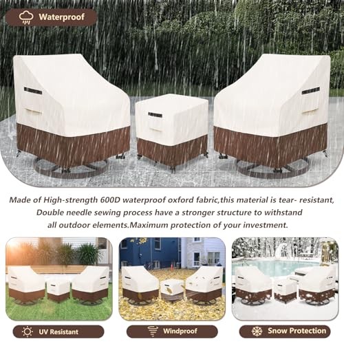 Patio Furniture Set Covers for 3 Piece Outdoor 3 Piece-L Beige – Chair Cover