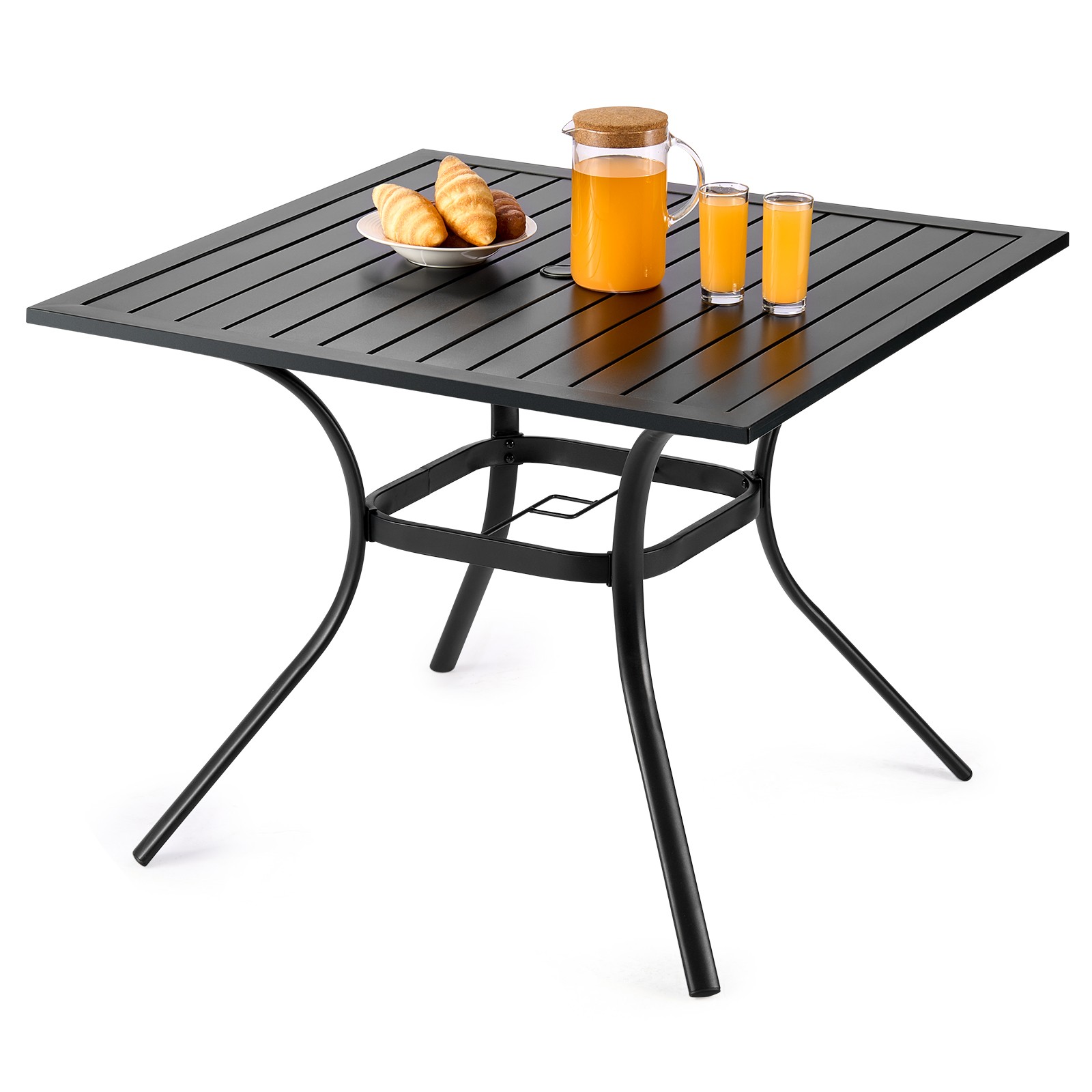VEVOR Outdoor Patio Dining Table Square Metal Steel Slat Garden Furniture for 4