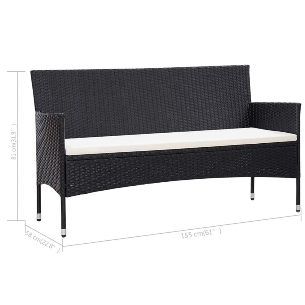 Bowery Hill 3-Seater PE Rattan And Steel And Polyester Fabric Sofa in Gray
