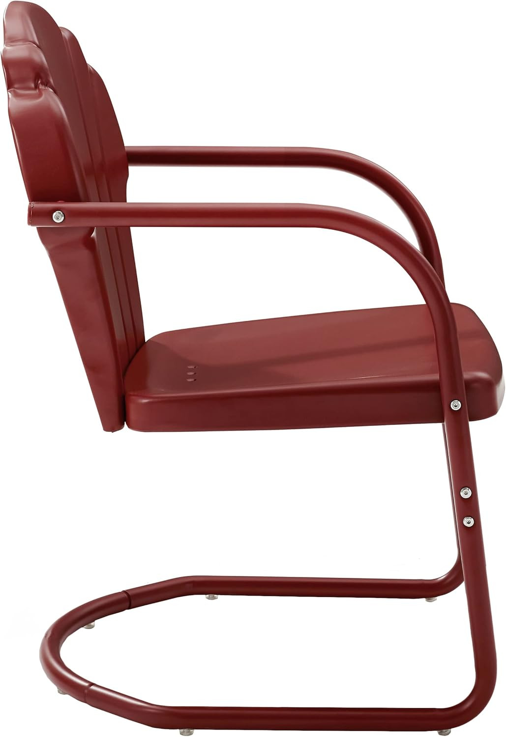 Retro Dark Red Metal Patio Chair Set – 2-Piece Outdoor Dining Chairs