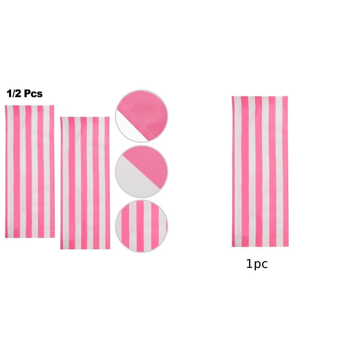 Compact Replacement Fabric for Beach Lounger 120×45 cm Easy to Roll Pink White