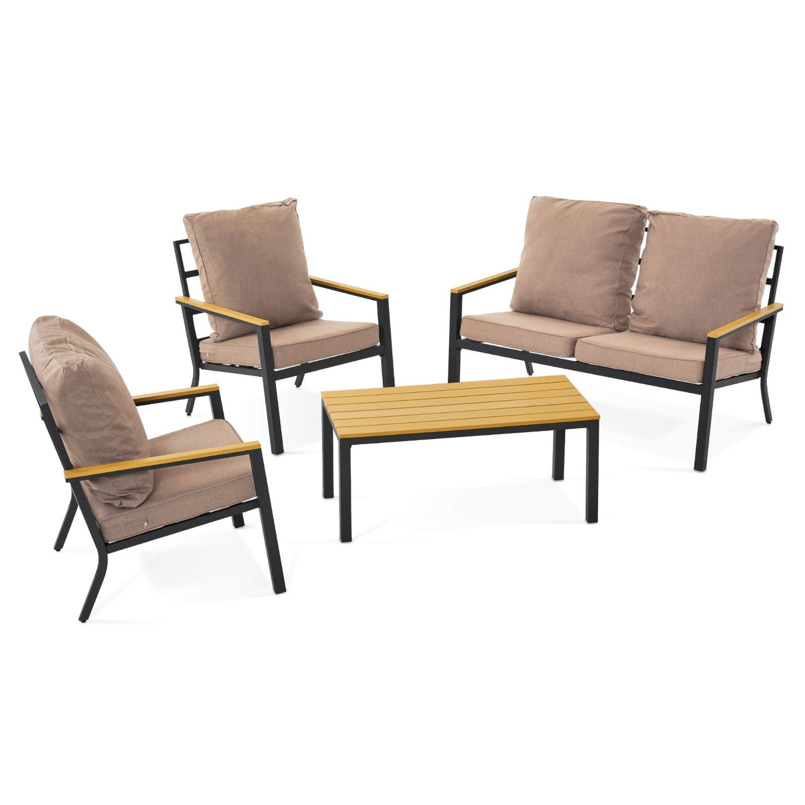 MCombo 4 Pieces Patio Furniture Sets, Outdoor Conversation Sets with Sofa