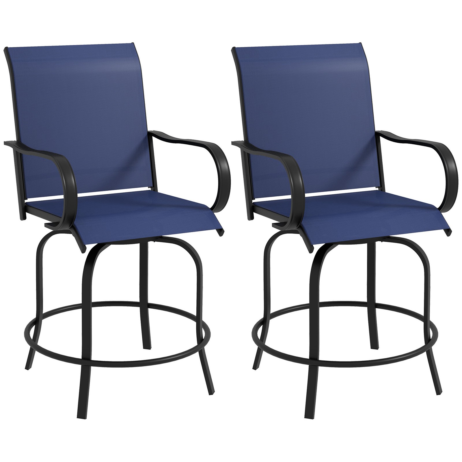 2 Pack Outdoor Bar Stools, 360° Swivel Bar Height Chairs, 26.75″ x 29.5″ x 48.5″