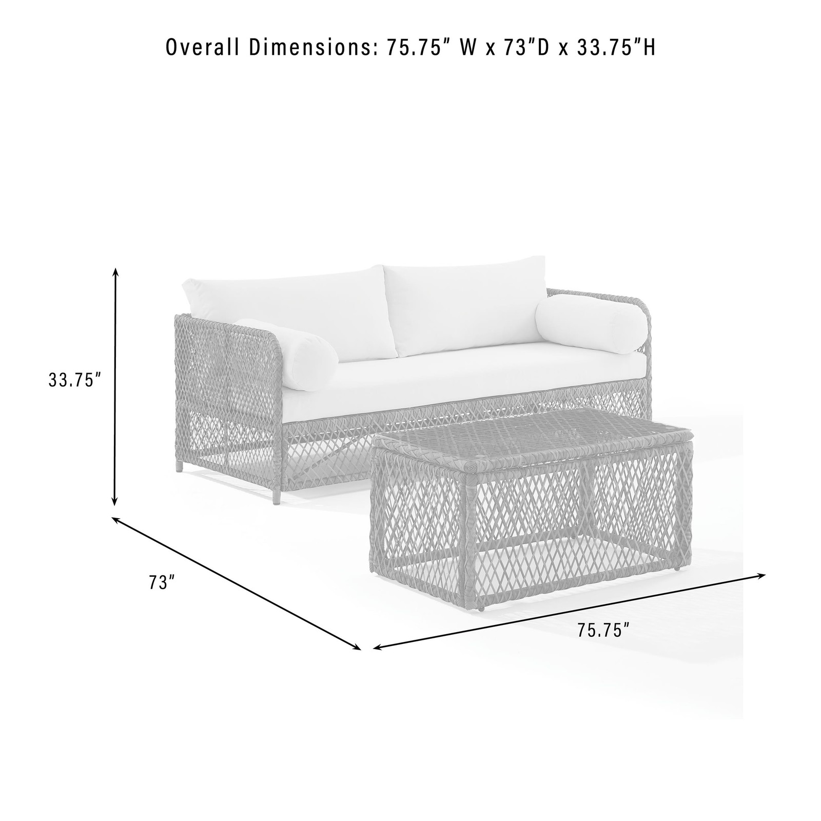 Crosley Furniture Granite Bay 2Pc Outdoor Sofa & Coffee Furniture Set Creme/Ston