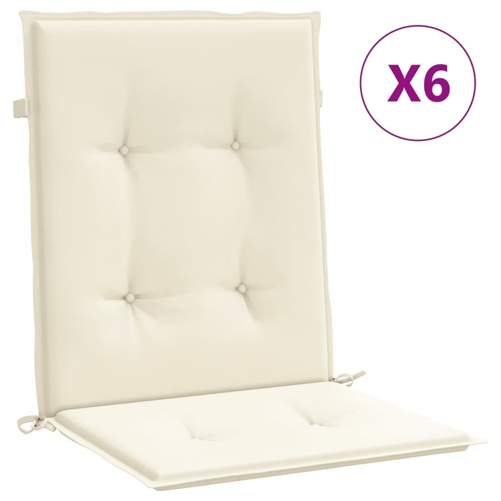 Garden Lowback Chair Cushions 6 pcs Cream 39.4″x19.7″x1.2″ Oxford Fabric