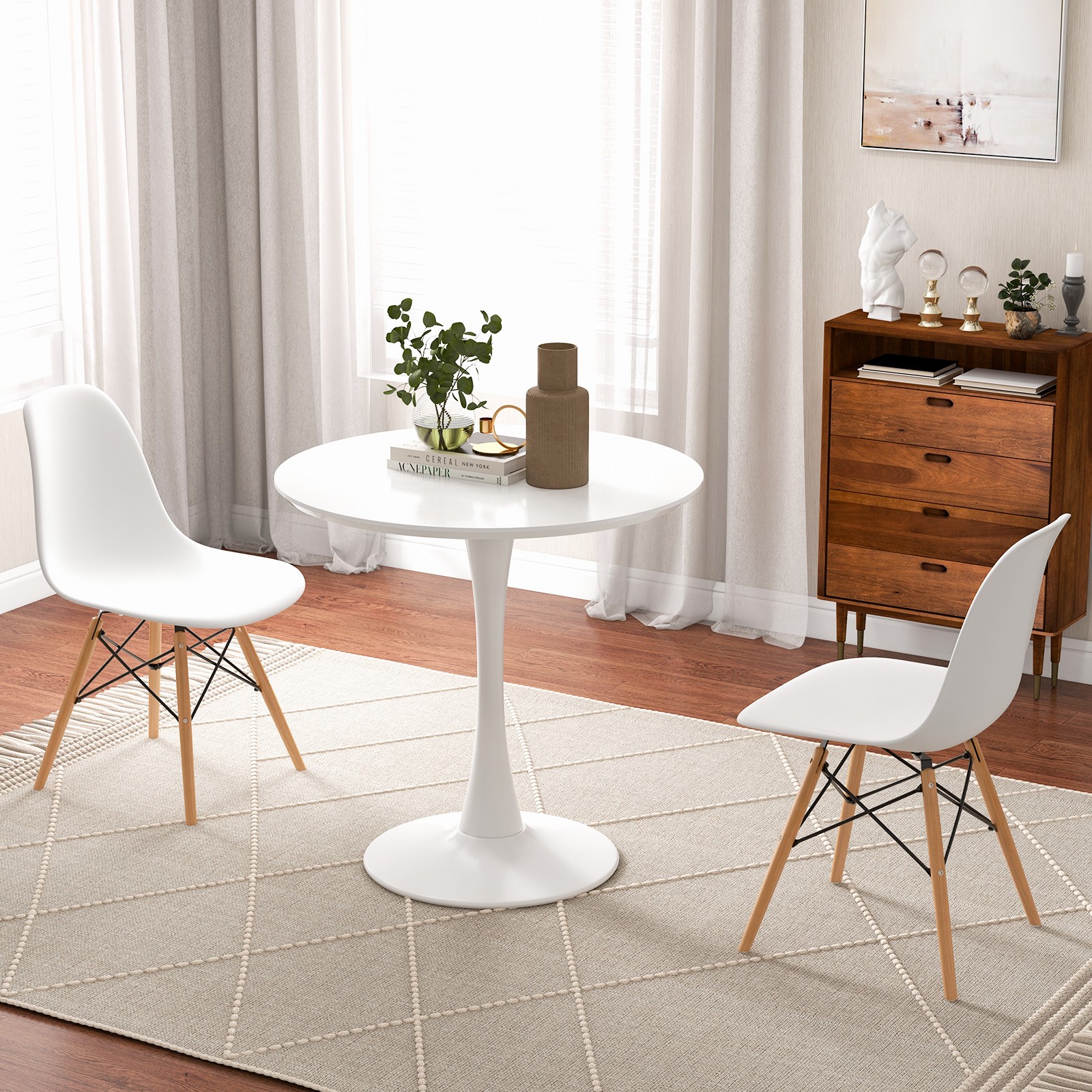 Modern 5 PCS Dining Set Round Dining Table 4 Chairs for Small Space Kitchen