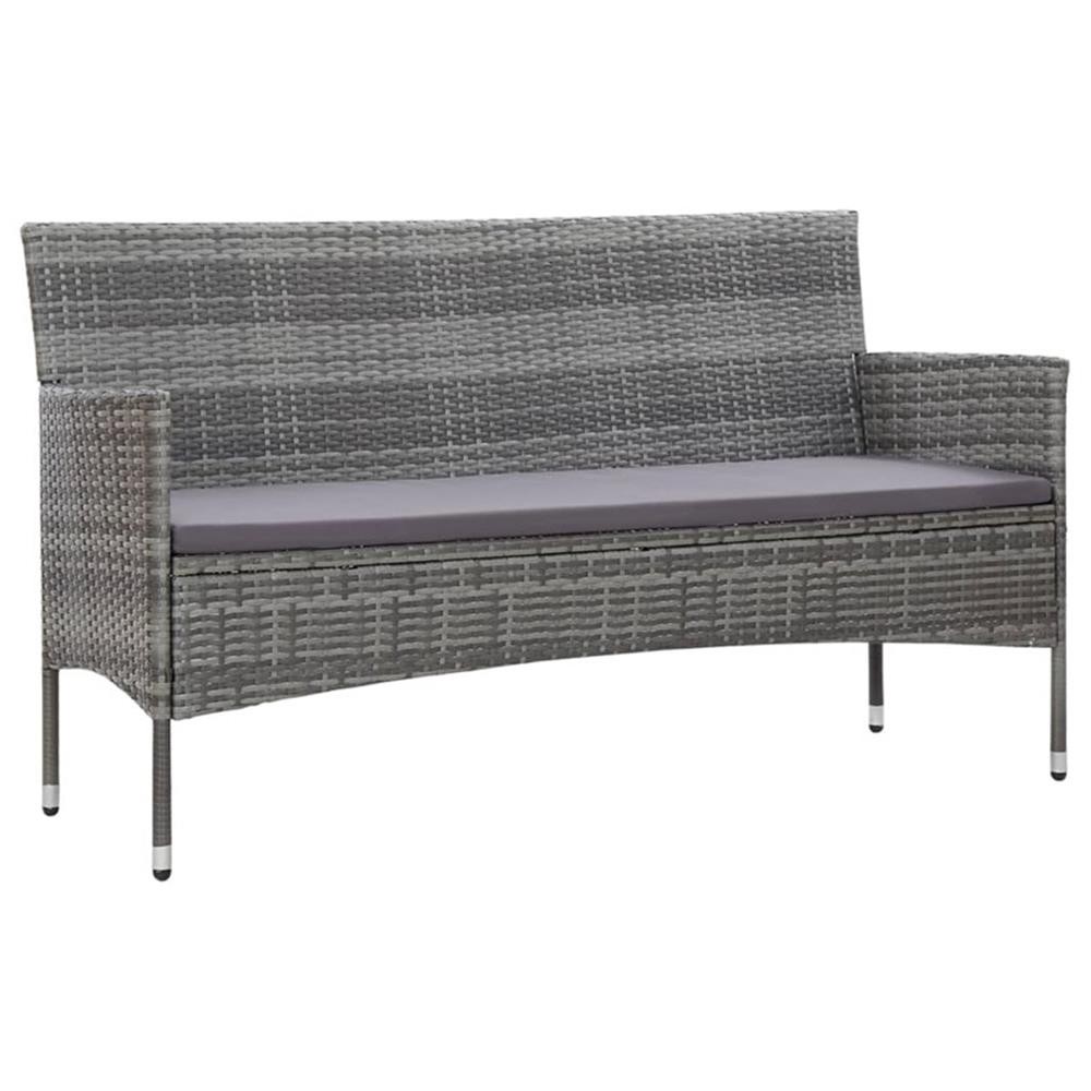 Bowery Hill 3-Seater PE Rattan And Steel And Polyester Fabric Sofa in Gray