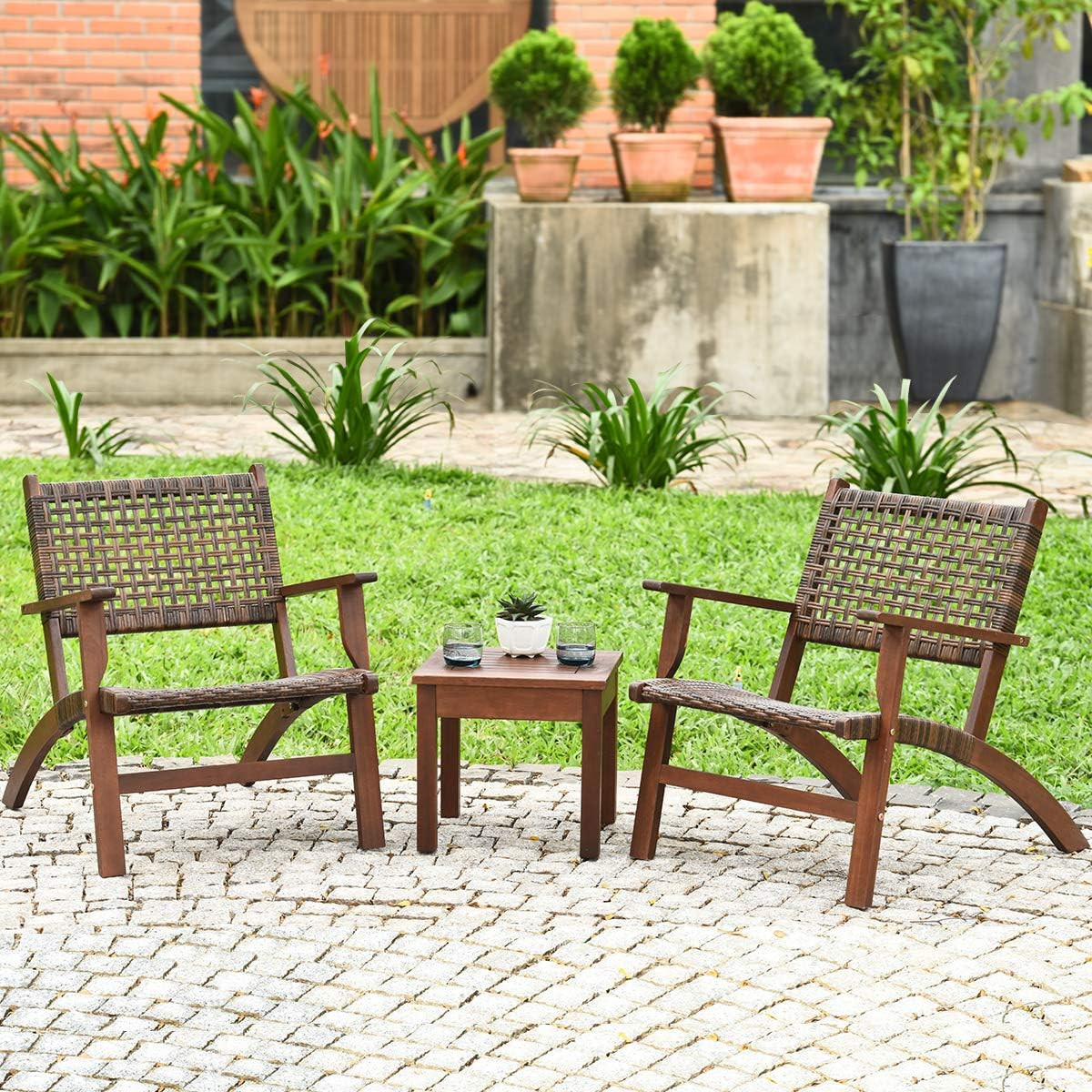 Chic 3-Piece Rattan Patio Set for Garden, Porch & Balcony Relaxation