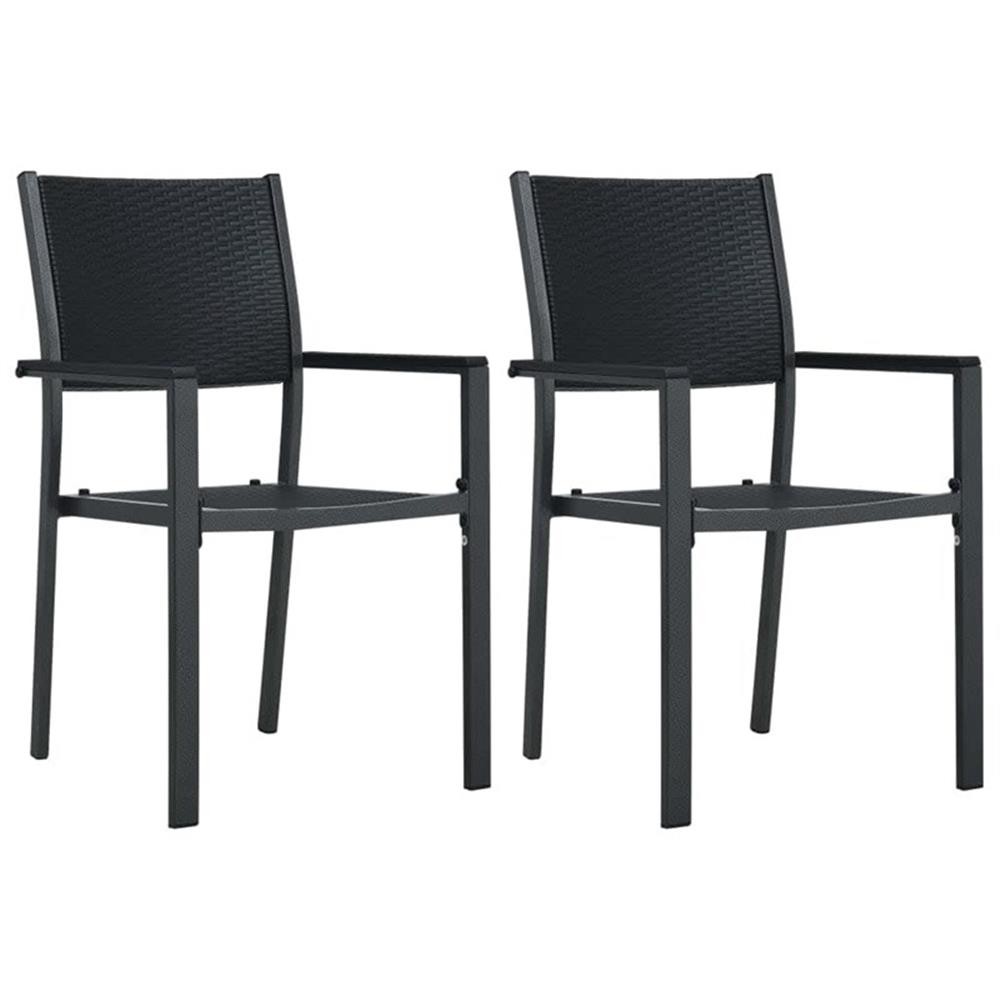Bowery Hill Contemporary Powder-Coated Steel Garden Dining Set in Black
