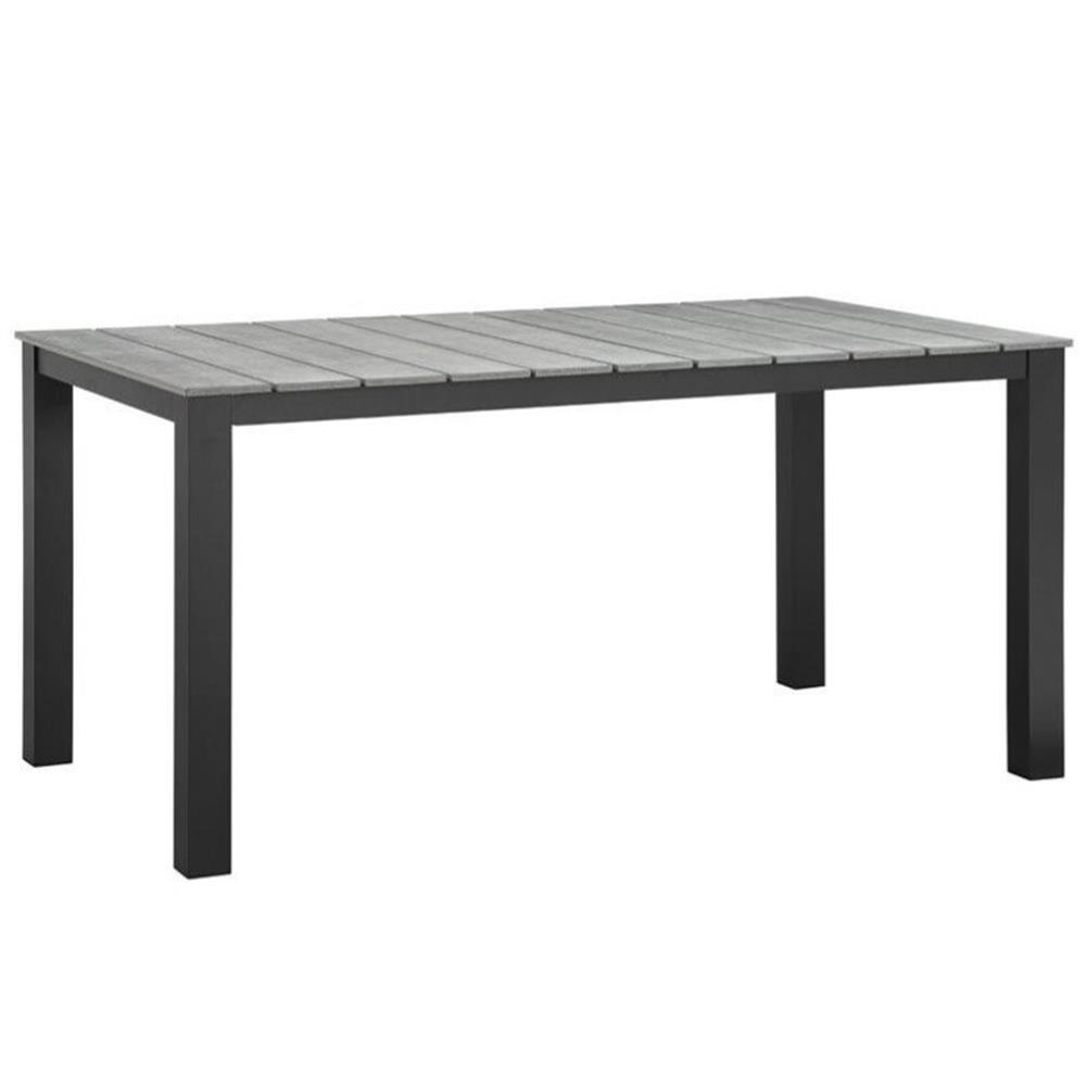 Modway Maine 63″ Modern Aluminum Patio Dining Table in Brown/Gray