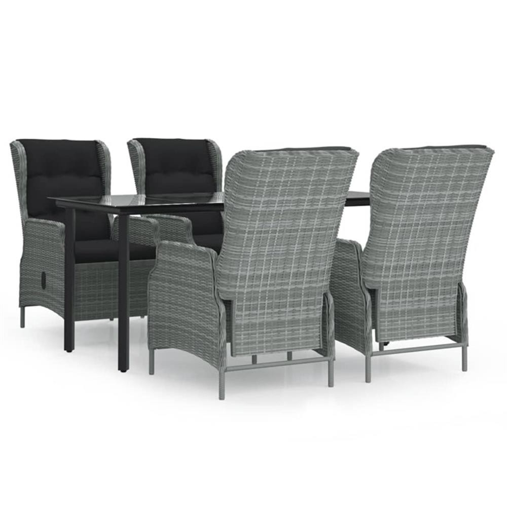 Bowery Hill Contemporary Garden Dining Set in Light Gray/Black