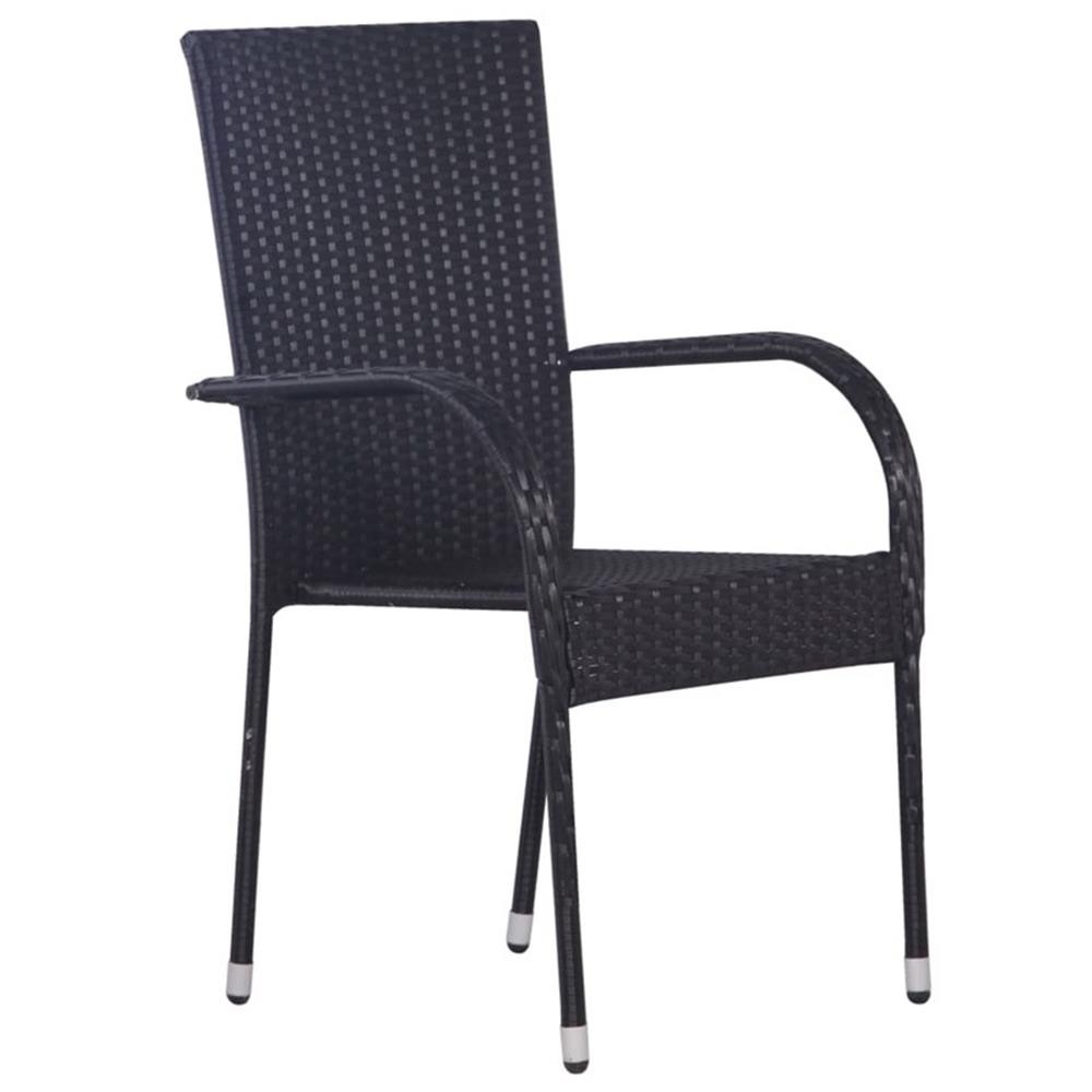 Bowery Hill Contemporary Powder-Coated Garden Dining Set in Black