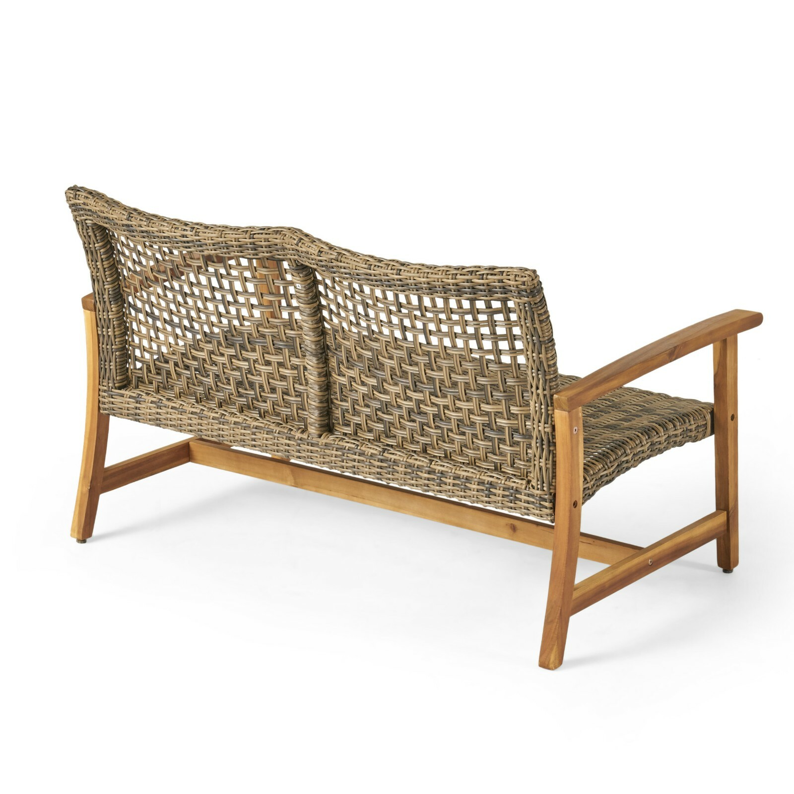 Spring Spender Outdoor Wood and Wicker Loveseat and Coffee Table Set