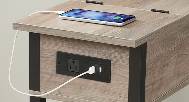 End Table with Charging Stat, Flip Side Table with USB Ports