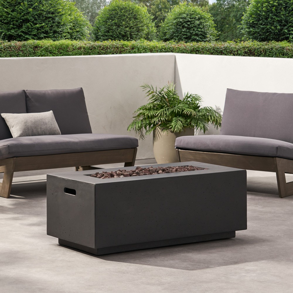 40″ 40,000 BTU Outdoor Propane Fire Pit, Lightweight Concrete, Dark Grey