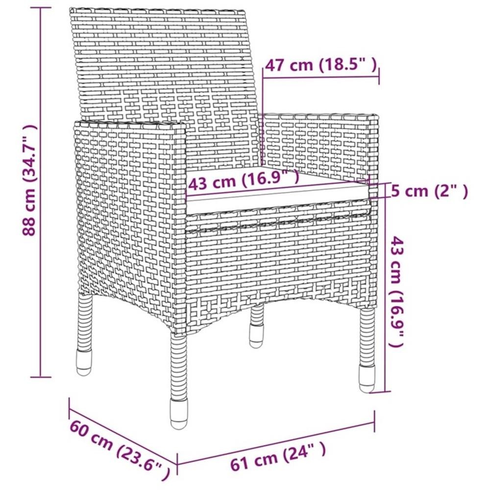Bowery Hill Contemporary PE Rattan Durable Garden Dining Set in Black