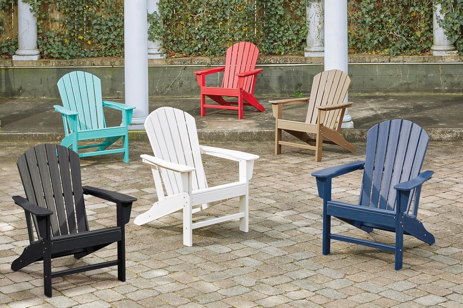 Sundown Treasure Outdoor Patio HDPE Adirondack Chair, Light Brown