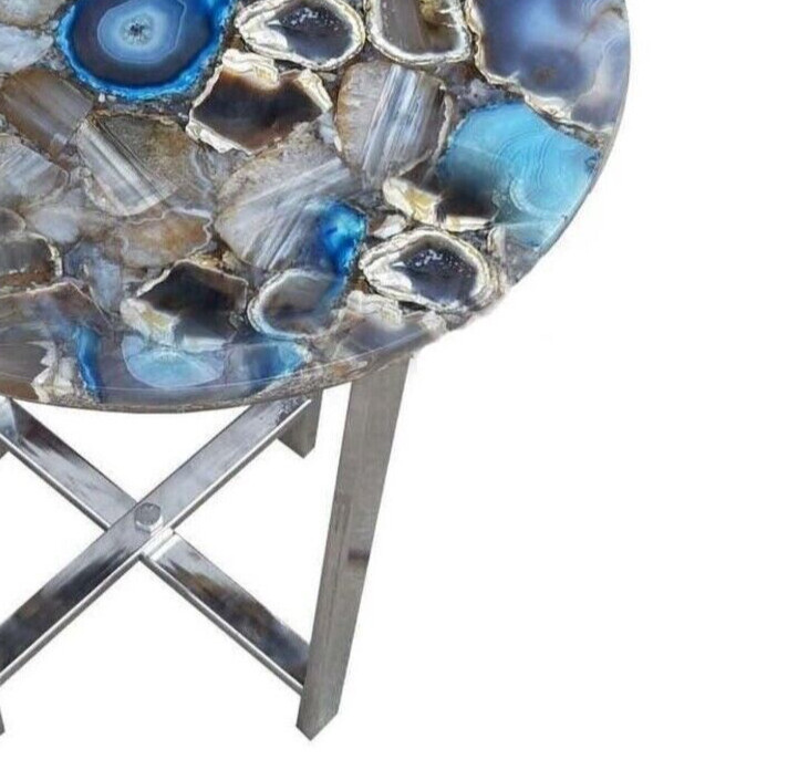 Natural Wild Agate Living Room Side Table Top, Agate Geode Coffee Slab Top Decor